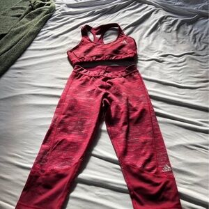 Adidas Women's fushia Pants & Sports-bra Set